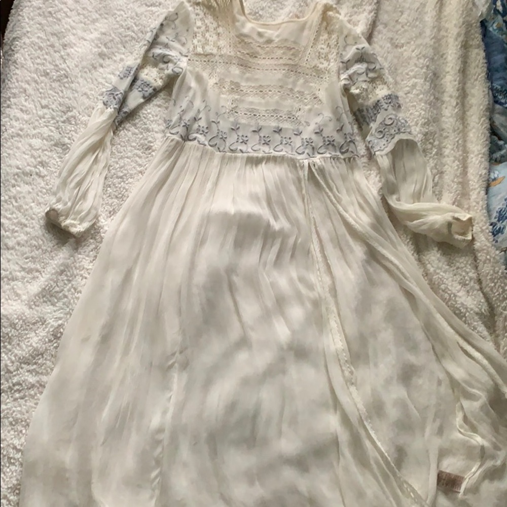 Free people embroidered long sheer top